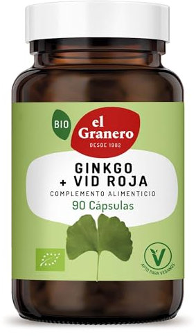 El Granero Integral - Ginkgo + Vid Roja Bio - 90 Cápsulas - Elaborado a Base de Extractos Secos de Ginkgo y Vid Roja - Ayuda a Mejorar el Sistema Circulatorio