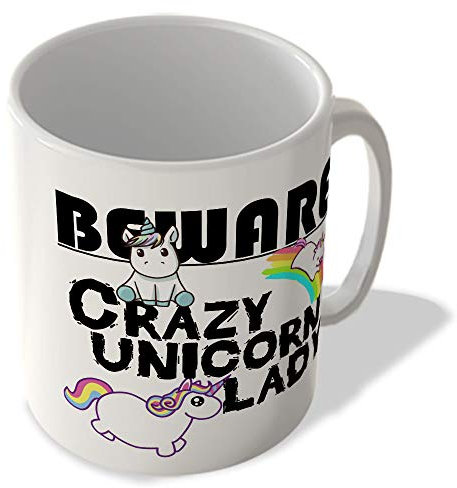 McMug - Beware - Crazy Unicorn Lady - Mug, Ceramic, 11fl.oz.