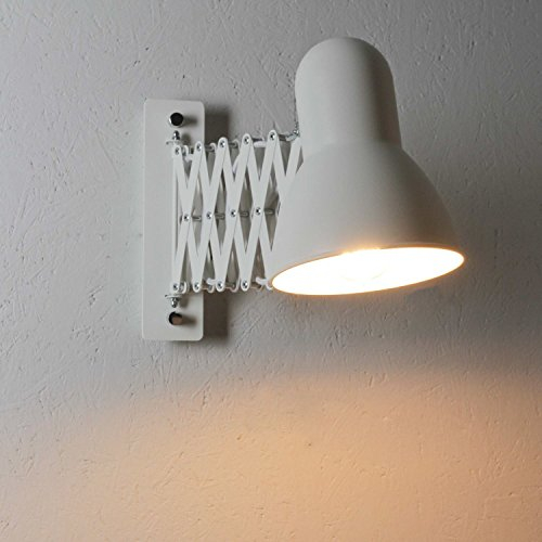 Licht-Erlebnisse Wandleuchte Innen Metall in Weiß für Wohnzimmer Schlafzimmer B:17 cm E27 ausziehbar Schalter flexible Retro Wandlampe Büro HARMONY