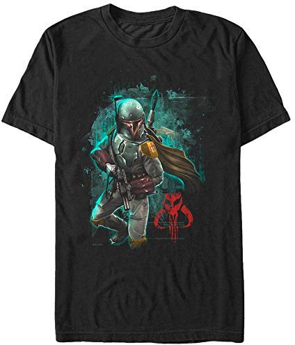 STAR WARS Guerrero Mandaloriano Camiseta, Negro, M para Hombre