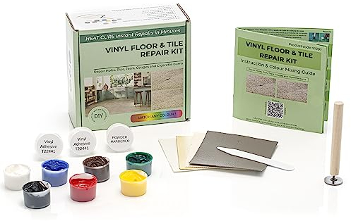 Glass Polish DIY Vinyl Floor & Vinyl Tile Repair Kit, Heat Cure for Small Holes, Cuts, Rips, Tears & Burn marks - GP91007