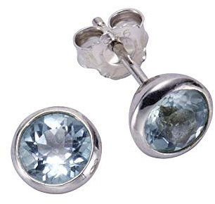 Zeeme Gemstones Damen Ohrringe 925/- Sterling Silber 0,75cm Glänzend Blautopas beh. weiß 358220410-9