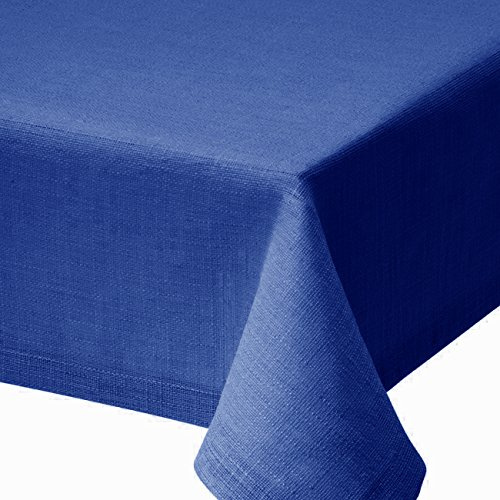 Hochwertige Festliche mediterrane Tischdecke Meran Eckig 130 x 280 cm Dunkelblau aus 100% Baumwolle mit Leinenstruktur