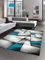 CARPETIA Moderner Teppich Kurzflor Wohnzimmerteppich Konturenschnitt karo abstrakt grau schwarz Weiss türkis Größe 120x170 cm