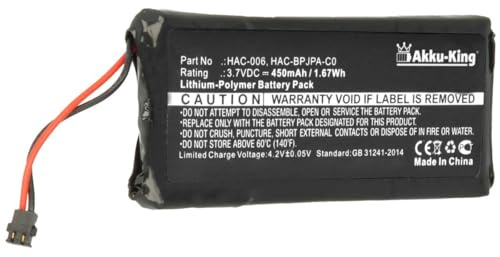 Akku-King Akku kompatibel mit Nintendo HAC-006 - Li-Polymer 450mAh - für Switch Controller HAC-015, HAC-016, HAC-A-JCL-C0, HAC-A-JCR-C0