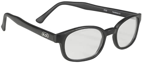 KD's 20015 – Sonnenbrille schwarz matt Sport und Biker – Herren & Damen – passt unter Helm Motorrad Fahrrad Ski – klare Gläser UV400 – getragen von Jax Teller und Samcro Sons of Anarchy
