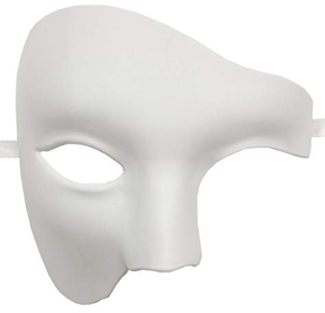 Biruil Masque vénitien de Mardi Gras Fantôme de l'Opéra pour bal masqué (Blanc)