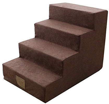Hundetreppe Hunderampe 4-stufige Rampe Katze Klettern Aktivität Leiter Kissen Haustier Hund Treppe Für Schlafsofa Rutschfeste 2 Farben Waschbar 38x54x40cm Haustiertreppe Katzentrepp