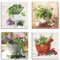 ARTLAND Wanddeko Küchenbilder Leinwand Bilder Set 4 teilig je 30x30 cm Quadratisch Wanbilder Stillleben Kräuter Gewürze S6IJ