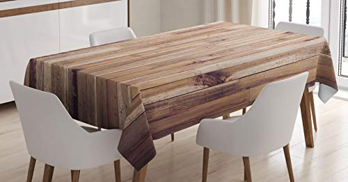 ABAKUHAUS rustikales Holz Tischdecke, Im Alter von Planks Muster, Pflegeleicht Waschbar Schmutzabweisend und mit Klaren Farben Hochwertiger Druck, 140 x 200 cm, Mandel Pflaume