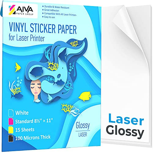 Papel adhesivo de vinilo imprimible, brillante - láser