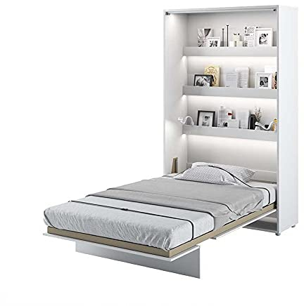 Schrankbett LENART Wandklappbett 120x200 BED CONCEPT Gästebett Vertical Weiß Hochglanz