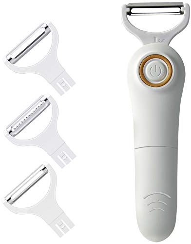 Electric Fruit Vegetable Peeler, Handheld Potato Peeler Pro Set, Kitchen Peeler Slicer with 3 Interchangeable Blades for Apple Potato Carrot Cucumber
