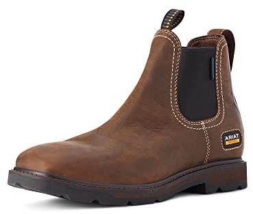 ARIAT Groundbreaker Chelsea-Stivali da Lavoro Impermeabili, Punta Quadrata Larga, Western Uomo, Marrone Scuro, 44 EU
