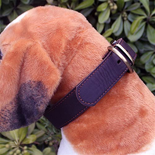 PU-Leder-Hundehalsband verstellbares weiches Lederhalsband zum Nähen für mittlere und große Hundezubehör, braun, L