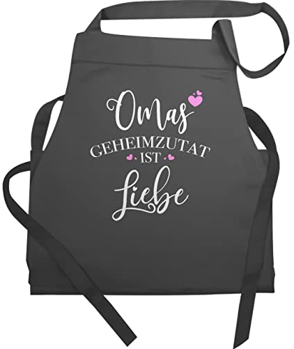 Shirtracer Schürze - Oma Erwachsene - Omas Geheimzutat ist Liebe - Geschenk Omi Weihnachten Geburtstag - 60x87 - Anthrazit - kochschürze für weimachtsgeschenke geheimrezept küchenschürze ideen