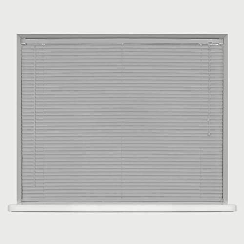 My Home Store PVC Window Venetian Blind Trimmable Easy Fit Windows Treatment Shutters Twist Open Close Fittings Blinds For Office Kitchen Home (60cm width x 213cm drop, Grey PVC Blind)