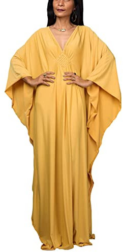 YOUKD Robe Longue Caftan Longue Couleur Unie pour Femme Grande Taille Maillot de Bain Plage Couverture