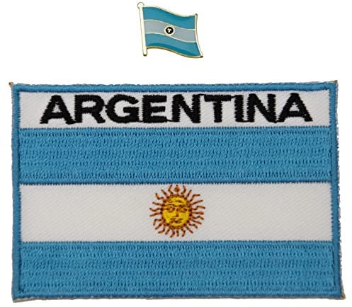 A-ONE Argentina Flag Iron en Patch + Argentina Enamel Pin, Insignia bordada de América del Sur, Parche de Bandera Nacional 028A