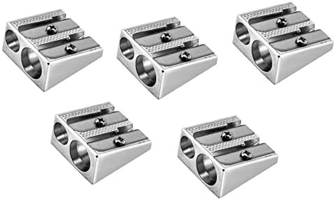 5 Stück Anspitzer Metall Doppelspitzer Bleistiftspitzer Doppelspitzer Metall 2 Größen für normale und dicke Bleistifte Buntstifte 8mm/11mm, ideal für Schule und Büro