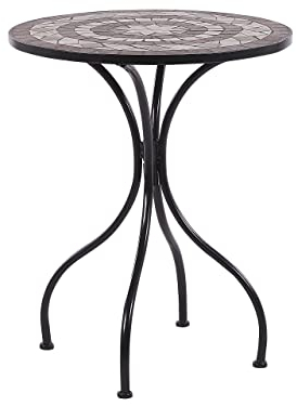 Beliani Balkontisch französisch für 2 Personen Metall schwarz rund 60 cm Mosaik Cariati