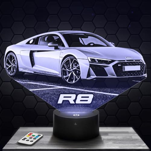 Nachttischlampe - Touch-Nachtlicht Auto Supercar R8 3D-LED-Lampe Illusion, Geschenkidee Weihnachten Geburtstag Junge und Mädchen Nachttischlampe Kinder- oder Erwachsenenzimmer TOP