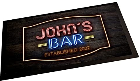 Tapis de bar personnalisé - Effet bois néon - Accessoires de bar