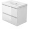 Meuble de salle de bain avec lavabo Blanc brillant 500 mm 2 tiroirs à fermeture amortie Fixation murale avec meuble lavabo Design moderne sans mains