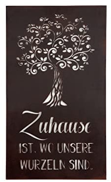 GILDE Wandrelief Gartenbaum Wandbild Metallbild Baum 70x40 Vintage