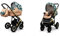 BabyLux® Sky Lark 2-in-1 Baby Kinderwagen Tief und Kinderwagen mit Zubehör Verstellbar und faltbar Aluminiumkonstruktion Wasserdicht Nicht abnehmbare Räder Creamy Lillies Gold Frame