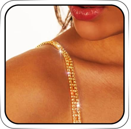 IYOU Damen Strass BH Träger Kristall Gold BH Unterwäsche Träger Nachtclub Party BH Schultergurt Körperzubehör für BH Tops Kleid (2 Stück)