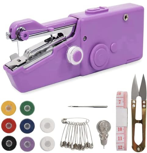 Maquina de coser de mano pequeña. Mini maquina de coser portátil electrica morada