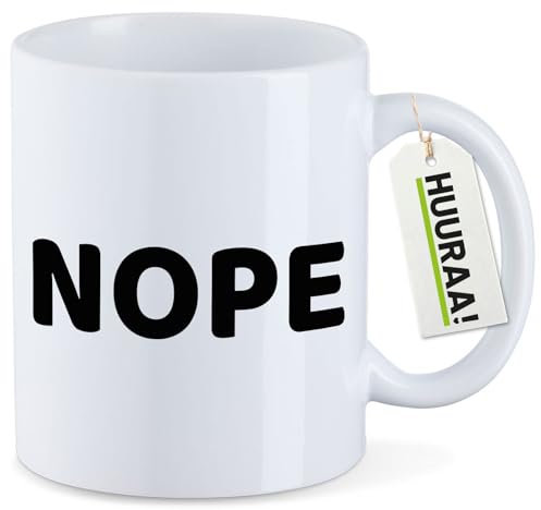 Huuraa Tasse Nope Schriftzug Geschenk 330ml Weiß Nope Präsent