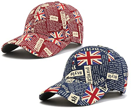 XGOPTS Union Jack Baseball Cap GB UK Great Britain Flag Print Hat - Summer Cotton Sun Hat Adjustable UV-Protection Cap - Sports Events Souvenir Gift Football Rugby (55-58cm)
