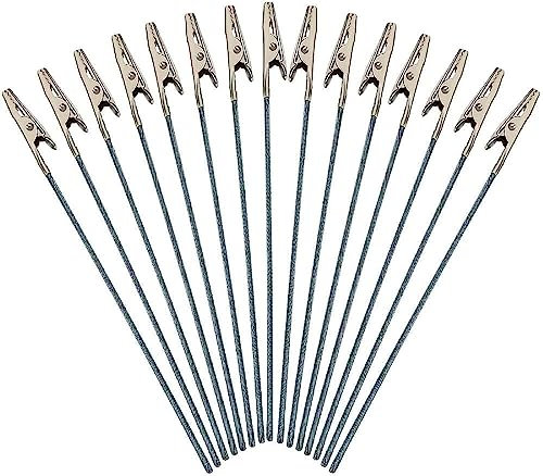 Lot de 50 pinces crocodiles en fil métallique à longue queue pour porte-carte 150 mm