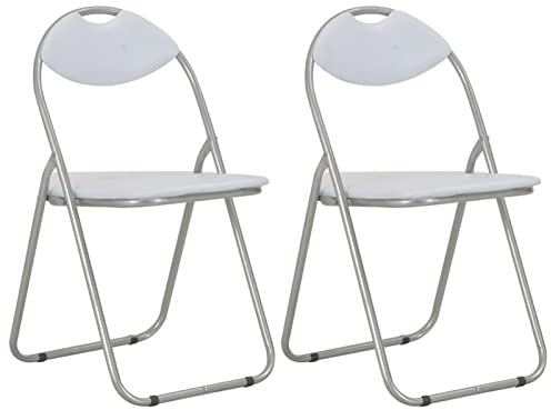 Homgoday Klappbare Esszimmerstühle Essstühle Küchenstuhl Esszimmerstuhl Wohnzimmerstuhl Stuhl Esszimmer Essgruppe für Küche Esszimmer Wohnzimmer 2 Stk. Weiß Kunstleder