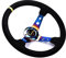 Volante Sportivo Auto,Volante A Calice 350mm Volante in pelle scamosciata in pelle scamosciata profonda concava del volante del volante del volante Decorazione