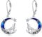 Wolf Ohrringe Geschenke für Damen Mädchen Sterling Silber Abalone Berg Wolf Ohrringe Mond Stern Leverback Ohrringe Schmuck Weihnachtsgeschenke