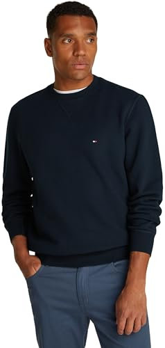 Tommy Hilfiger Uomo Felpa Essential Fleece Crew Neck Regular Fit, Blu (Desert Sky), M