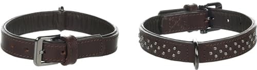Flamingo Halsband Denver + SCHMUCKELEMENTEN BRAUN S/M 31-37CM 25MM