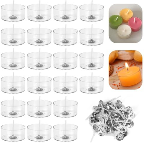AFASOES 50 Portavelas Plastico Recipientes Velas de Te Tarros para Velas Caseras Porta Velas Pequeñas Portavelas Pequeñas Plastico Porta Candelitas Vaso de Velas Plastico para Hacer Velas DxH 38x18mm