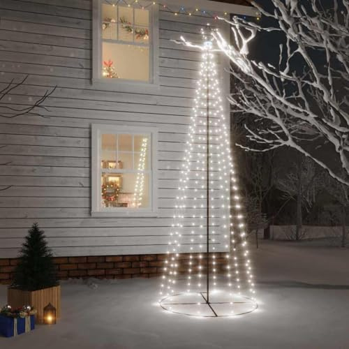 Albero di Natale a Cono Bianco Freddo 310 LED 100x300 cm (3,67 kg)-Casa e Giardino