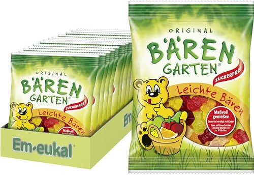 Bärengarten Leichte Bären zuckerfrei 2.100g – Gummibärchen ohne Zucker – mit natürlichen Aromen – in den Varianten Orange, Erdbeere, Birne, Zitrone, Kirsche & Apfel - (14x150g)