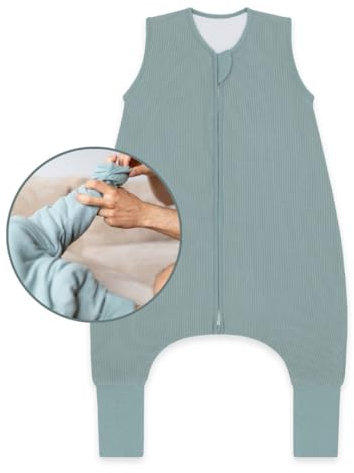 emma & noah Baby Schlafsack mit umschlagbaren Füßen 2.5 TOG, Strampelsack für den Herbst und Winter, Bio-Baumwolle, OEKO-TEX Zertifiziert, Ideal für aktive Kinder (Essential Mint, 70)