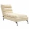 vidaXL Massage Chaiselongue mit Kissen, Liegesessel mit Sperrholzlatten Metallbeine, Relaxliege für Wohnzimmer, Liegestuhl, Creme Stoff
