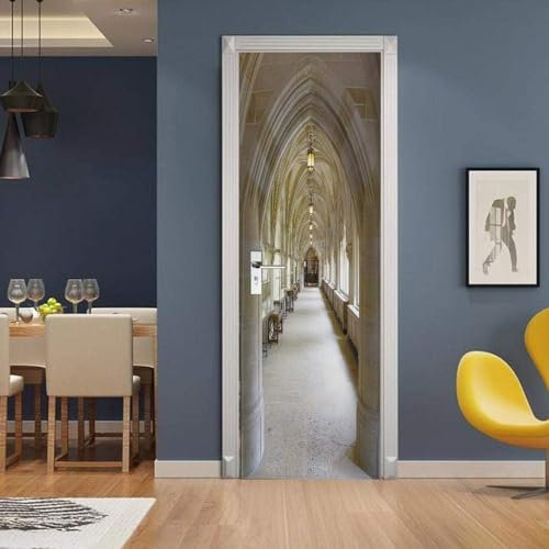 Carta Da Parati Murale Delle Decalcomanie Della Parete Dell'Autoadesivo Della Porta 3D Colonne Romane Ad Arco Bianche Del Corridoio 80 X 200 Cm Decalcomania Per Porta In Vinile Autoadesiva Fai 0