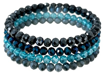 Uwiyo Damen Kristall Perlen Armband, Boho Mehrschichtiges Steine Armbänder Bohemian Kristall Perlen Armband Modeschmuck für Damen Mädchen Freundin