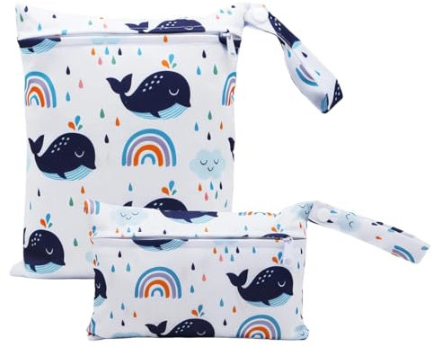 UEAVOID 2 Unidades Bolsa Pañales Bebe Reutilizable Wetbag Organizador con Cremallera, Impermeable, Lavable, Ropa para Viajes, Playa, Piscina, Gym Estilo portátil, tamaño pequeño, no ocupa Espacio.