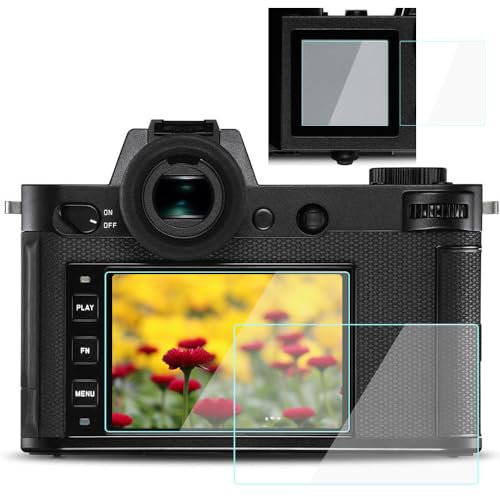 YRTIYO SL2 Displayschutzfolie kompatibel für Leica SL2 spiegellose Digitalkamera (2 LCD + 2 obere Bildschirme), 9H gehärtetes Glas, kratzfest, blasenfrei, ultraklar