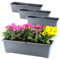 GarPet 4X Blumenkasten mit Wasserspeicher Blumenkasten Fensterbank Pflanzkasten Outdoor Wasserstandsanzeiger Gießschacht Bewässerungsband 60 cm Anthrazit